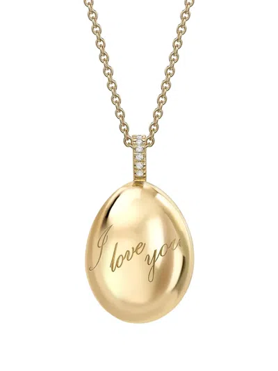 Fabergé 18k Yellow Gold I Love You Egg Diamond Pendant
