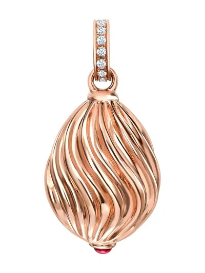 Fabergé 18kt Rose Gold Heritage Sunburst Egg Diamond And Sapphire Charm In Pink