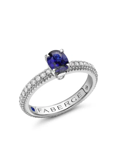 Fabergé 18kt White Gold Colours Of Love Sapphire Fluted Ring In Blue