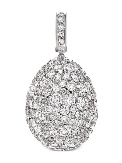 Fabergé 18kt White Gold Emotion Egg Diamond Charm In Silver