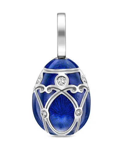 Fabergé Women's Heritage Yelagin 18k White Gold, Diamond & Royal Blue Guilloché Enamel Petite Egg Pendant Ne