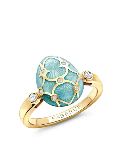 Fabergé 18kt Yellow Gold Heritage Egg Diamonds Ring In Blue