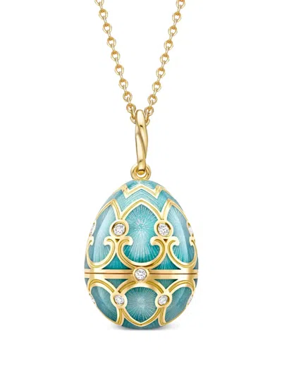 Fabergé 18kt Yellow Gold Heritage Hen Surprise Diamond Locket Necklace In Blue