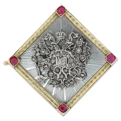 Pre-owned Fabergé A  Ruby, Enamel, Gold And Diamond Brooch In Multi