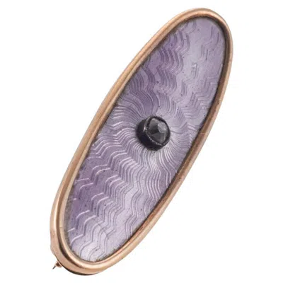Pre-owned Fabergé Faberge Antique Guilloche Enamel Diamond Gold Brooch In Multi