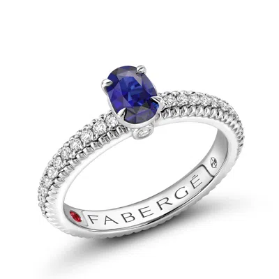 Fabergé Blue Sapphire Pavé Ring With Diamonds In White