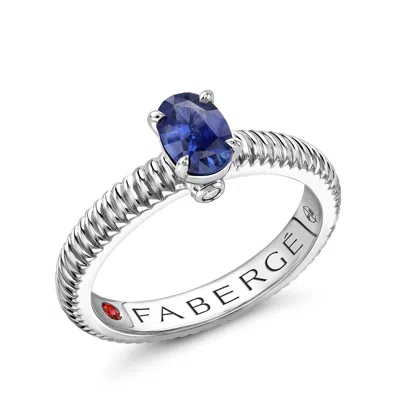 Fabergé Blue Sapphire Solitaire Ring In Silver