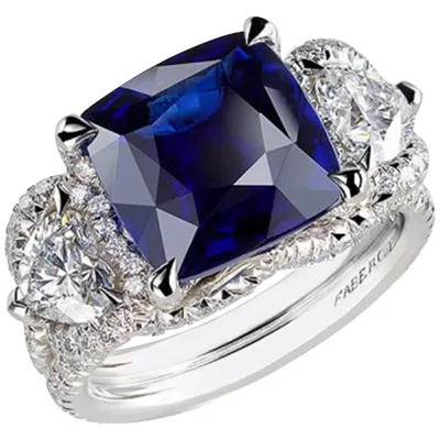 Pre-owned Fabergé Collection Three Colors Of Love Gubelin Cert 6.01 Carat Sapphire Ring In Blue