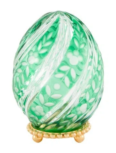 Pre-owned Fabergé Crystal Egg Figurine In Green