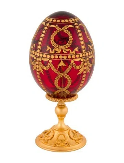 Pre-owned Fabergé Crystal Imperial Egg In Red
