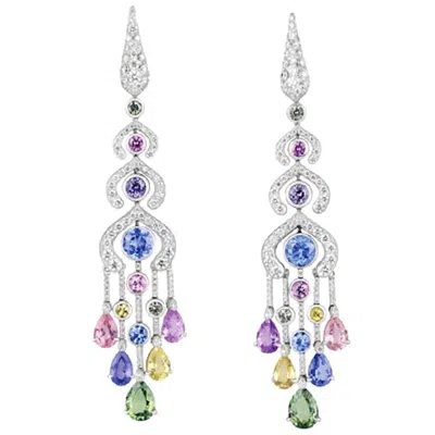 Pre-owned Fabergé Délices D'été White Diamonds And Pear Shape Sapphires Earrings