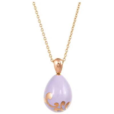 Pre-owned Fabergé Faberge Egg Pendant Necklace 18 Karat Rose Gold Lilac Purple Fine Jewelry Chain In Red