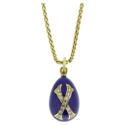Pre-owned Fabergé Enamel And Diamond Egg Pendant Necklace In Multi