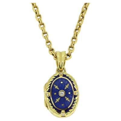 Pre-owned Fabergé Enamel And Diamond Locket Pendant Necklace In Multi