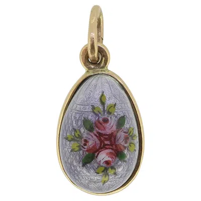 Pre-owned Fabergé Floral Enamel Egg Pendant In Multi