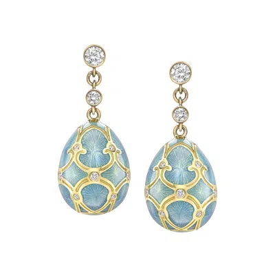 Fabergé Forever Egg Drop Earrings With Guilloché Enamel In Gold
