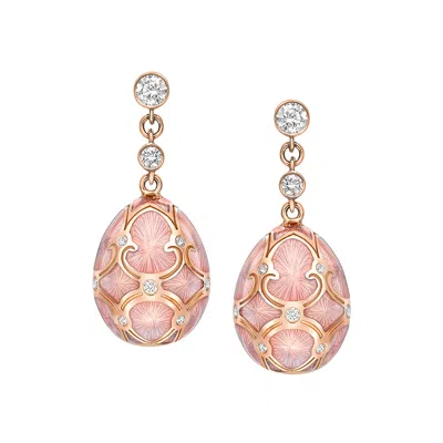 Fabergé Forever Egg Drop Earrings With Guilloché Enamel In Red