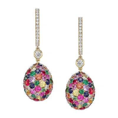 Fabergé Forever Egg Drop Earrings With Mixed Gemstones In Pattern