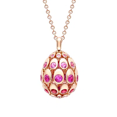 Fabergé Forever Faceted Egg Pendant With Ruby And Pink Sapphire In Multi