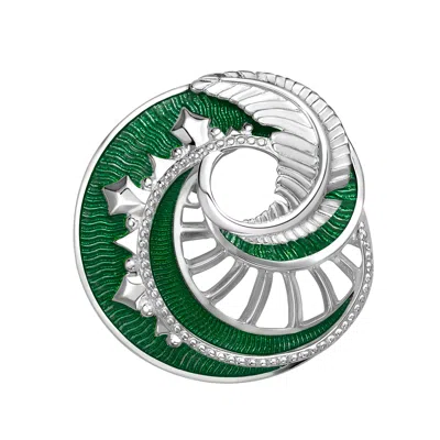 Fabergé Forever Guilloché Laquer Brooch In Green