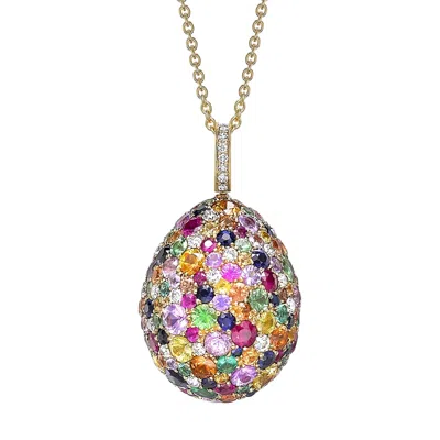 Fabergé Forever Large Egg Pendant With Mixed Gemstones In Pattern