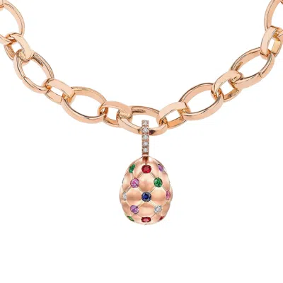 Fabergé Forever Quilted Egg Charm With Mixed Gemstones In Pattern