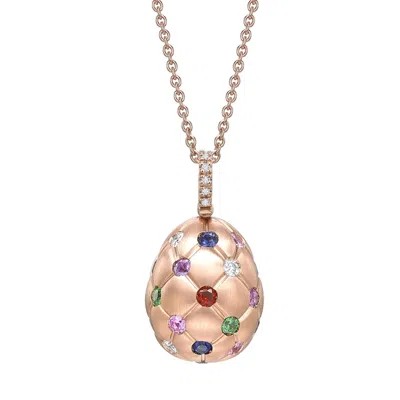 Fabergé Forever Quilted Egg Pendant With Mixed Gemstones In Gold