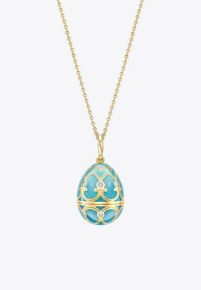 Fabergé Heritage Egg Pendant Necklace In 18-karat Yellow Gold In Turquoise
