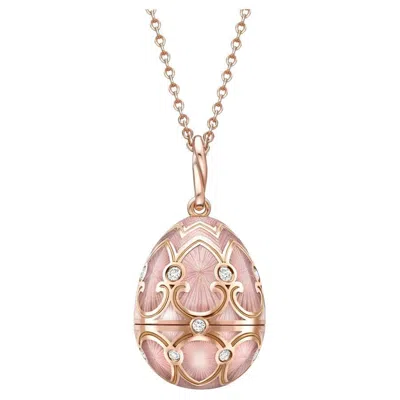 Pre-owned Fabergé Faberge Heritage Rose Gold Diamond & Pink Guilloche Enamel Heart Surprise Locket In Red