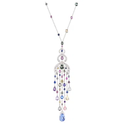 Pre-owned Fabergé Limited Edition  Délices D'été Diamonds And Pear Shape Sapphires Necklace In Multi