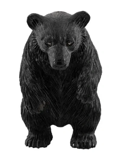 Pre-owned Fabergé Limited Edition Obsidian Bear Figurine In Black