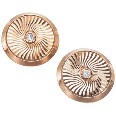 Pre-owned Fabergé Modern Faberge 18 Karat Rose Gold And Diamond Cuff Links With Certificate In Red