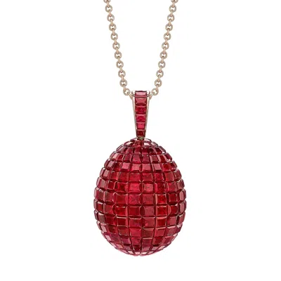 Fabergé Mosaic Ruby Egg Pendant In Red