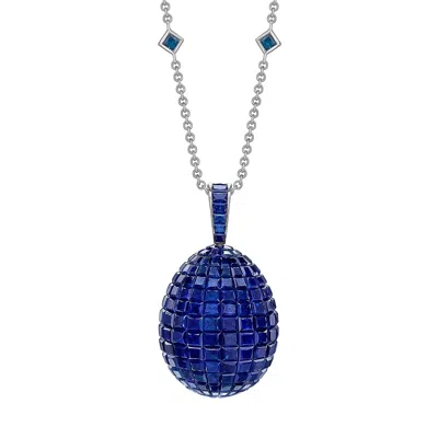 Fabergé Mosaic Sapphire Egg Pendant In Blue