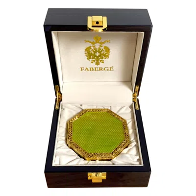 Pre-owned Fabergé Neoclassical Octagonal Green Guilloche & Ormolu Box, After Faberge