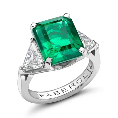 Fabergé Octagon Cut Emerald And Diamond Ring In Red