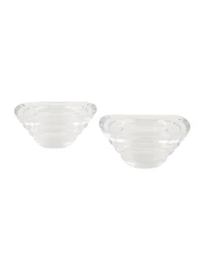 Pre-owned Fabergé Pair Of Lune Oblong Votives In Transparent