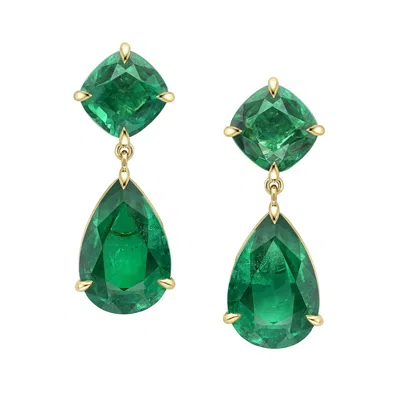 Fabergé Pear Cut Emerald Drop Earrings In Green