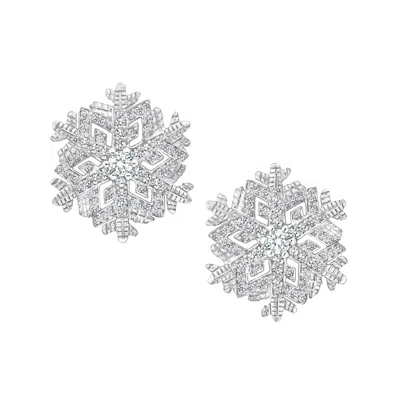 Fabergé Platinum Diamond Snowflake Earrings