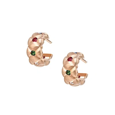 Fabergé Quilted Hoop Earrings With Mixed Gemstones In Gold