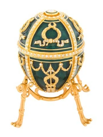 Pre-owned Fabergé Rosebud Egg Trinket Box & Pendant In Green