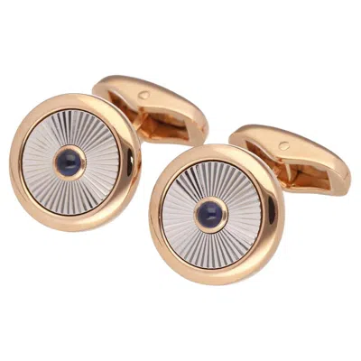 Pre-owned Fabergé Sapphire Cufflinks 0.20ct In 18k Pink & White Gold