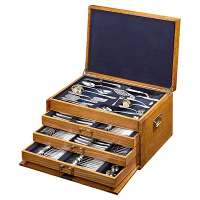 Pre-owned Fabergé Silver Flatware Service For 24 In Black
