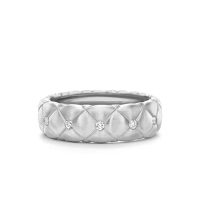 Fabergé Small Quilted Ring With Diamonds In Gray