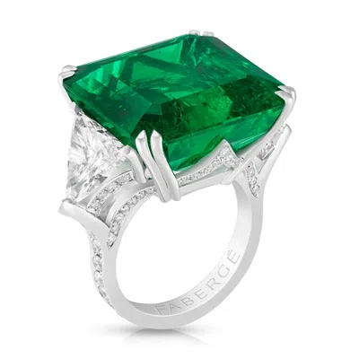 Fabergé Step Cut Emerald And Diamond Ring In Pink