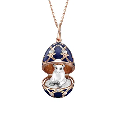 Fabergé 18kt Gold Heritage Polar Bear Surprise Locket Multi-stone Pendant In Blue