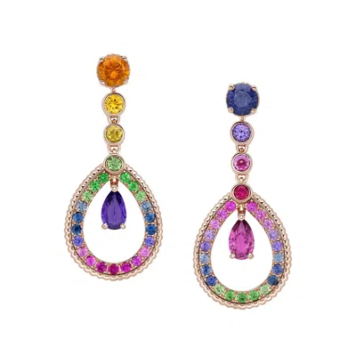 Fabergé Teardrop Mixed Gemstone Earrings In Purple