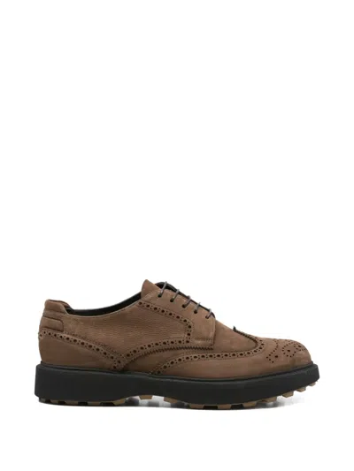 Fabi Brogue Derby Shoes In Brown