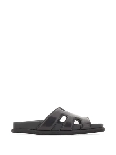 Fabi Cut-out Strap Leather Sandals In Black