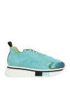 Fabi F65 Woman Sneakers Turquoise Size 8 Leather In Blue
